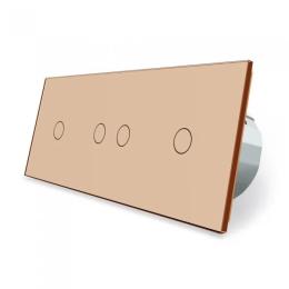 Сенсорний ZigBee вимикач 4 сенсора (1-2-1) золото скло Livolo (VL-C701Z/C702Z/C701Z-13)