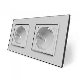 Двомісна розумна розетка ZigBee із заземленням сірий Livolo (VL-C7FCTC16AZ-4IP)