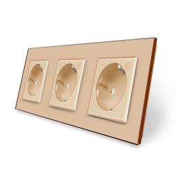 Тримісна розумна розетка ZigBee з заземленням золотий Livolo (VL-C7FCTC16AZ-6AP)