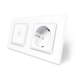 Сенсорний вимикач Sense 1 сенсор 1 розетка білий скло Livolo (VL-C7FC1/FCTC16A-4WP)