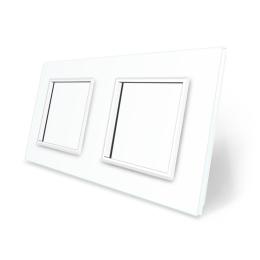 Рамка розетки Livolo 2 поста білий скло (VL-C7-SR/SR-11)