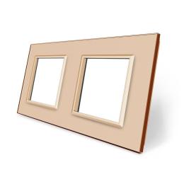 Рамка розетки Livolo 2 поста золото скло (VL-C7-SR/SR-13)