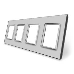 Рамка розетки Livolo 4 поста сірий скло (VL-C7-SR/SR/SR/SR-15)