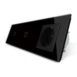Сенсорний ZigBee вимикач 2 сенсори (1-1) 1 розетка чорний скло Livolo (VL-C701Z/C701Z/C7C1EU-12)