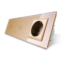 Сенсорний ZigBee вимикач 2 сенсори (1-1) 1 розетка золото скло Livolo (VL-C701Z/C701Z/C7C1EU-13)