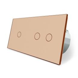 Сенсорний ZigBee вимикач 3 сенсора (1-2) золото скло Livolo (VL-C701Z/C702Z-13)