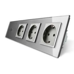 Сенсорний ZigBee вимикач 1 сенсор 3 розетки сірий скло Livolo (VL-C701Z/C7C3EU-15)