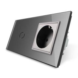 Сенсорний ZigBee вимикач 1 сенсор 1 розетка сірий скло Livolo (VL-C701Z/C7C1EU-15)