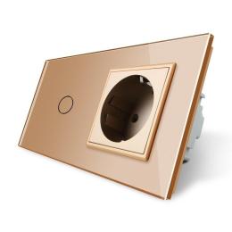 Сенсорний ZigBee вимикач 1 сенсор 1 розетка золото скло Livolo (VL-C701Z/C7C1EU-13)