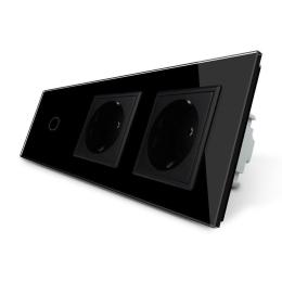 Сенсорний ZigBee вимикач 1 сенсор 2 розетки чорний скло Livolo (VL-C701Z/C7C2EU-12)