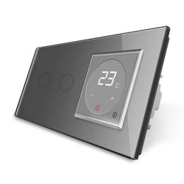 Сенсорний вимикач 2 сенсори Терморегулятор з виносним датчиком температури для теплої підлоги сірий Livolo