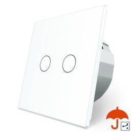 Сенсорний прохідний вимикач із захистом від бризок 2 сенсора Livolo білий скло (VL-C702S-IP-11)