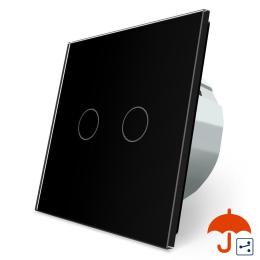 Сенсорний прохідний вимикач із захистом від бризок 2 сенсора Livolo чорний скло (VL-C702S-IP-12)