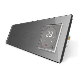 Сенсорний вимикач 3 сенсора (1-2) Терморегулятор з виносним датчиком температури для теплої підлоги сірий