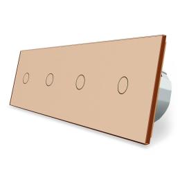 Сенсорний ZigBee вимикач 4 сенсора (1-1-1-1) золото скло Livolo (VL-C704Z-13)