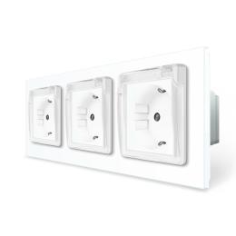 Розетка потріна вологозахисна з кришкою Livolo білий скло (VL-C7C3EUWF-11)