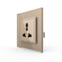 Розетка універсальна 13 стандартів в 1 золото скло Livolo (VL-C7C1C-13)