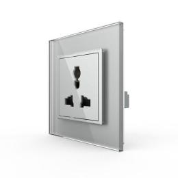 Розетка універсальна 13 стандартів в 1 сірий скло Livolo (VL-C7C1C-15)