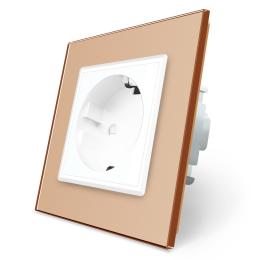 Розетка з заземленням Livolo золото білий скло (VL-C7C1EU-13/11)