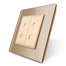 Універсальна подвійна розетка 2 стандарта в 1 золотий Livolo (VL-C7C2A-13)