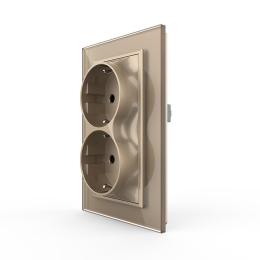 Розетка подвійна із заземленням Livolo золоте скло (VL-C7CTF16A.TF16A-AP)