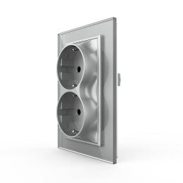 Розетка подвійна із заземленням Livolo сірий скло (VL-C7CTF16A.TF16A-IP)