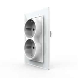 Розетка подвійна із заземленням Livolo білий скло (VL-C7CTF16A.TF16A-WP)