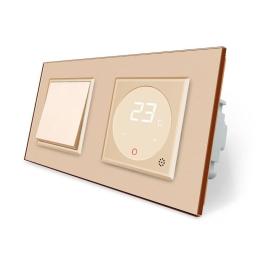 Одноклавішний вимикач Терморегулятор з виносним датчиком температури для теплої підлоги Livolo золотий