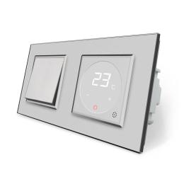 Одноклавішний вимикач Терморегулятор із виносним датчиком температури для теплої підлоги Livolo сірий