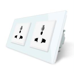 Розетка двомісна універсальна білий скло Livolo (VL-C7FCT22-4WP)