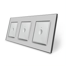 Сенсорний вимикач Sense 3 сенсора (1-1-1) сірий скло Livolo (VL-C7FC1/FC1/FC1-6IP)