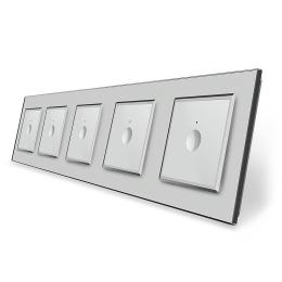 Сенсорний вимикач Sense 5 сенсорів (1-1-1-1-1) Livolo сірий скло (VL-C7FC1/FC1/FC1/FC1/FC1/FC1/FC1-10IP)