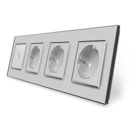 Сенсорний вимикач Sense 1 сенсор 3 розетки Livolo сірий скло (VL-C7FC1/FCTC16A/FCTC16A/FCTC16A-8IP)