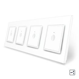 Сенсорний прохідний/перехресний вимикач Sense 4 сенсора (1-1-1-1) Livolo білий скло (VL-C7FC1S/FC1S/FC1S/FC1S-8WP)