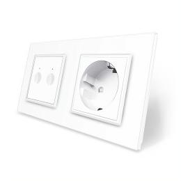 Сенсорний вимикач Sense 2 сенсори 1 розетка білий скло Livolo (VL-C7FC2/FCTC16A-4WP)