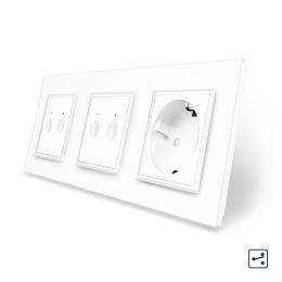 Сенсорний прохідний/перехресний вимикач Sense 4 сенсора (2-2) 1 розетка Livolo білий скло (VL-C7FC2S/FC2S/FCTC16A-6WP)