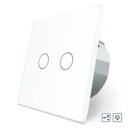 Сенсорний прохідний/перехресний димер 2 сенсори Livolo білий скло (VL-C7FC2SD2-2GWP)