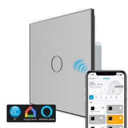 Розумний сенсорний ЕС вимикач 1 сенсор Livolo сірий скло (VL-M7FC1Z2-2IP)