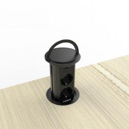 Висувний блок розеток із USB Livolo Чорний (VL-SHS019-FCTC-B)