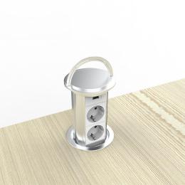 Висувний блок розеток із USB Livolo Сірий (VL-SHS019-FCTC-S)