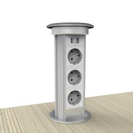 Розумна висувна підйомна прихована потрійна розетка з бездротовою зарядкою з USB Livolo (VL-SHS010)