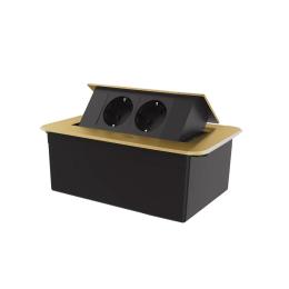 Розетка меблева подвійна Livolo чорні в золотому (VL-SHS012-TCBP-A)