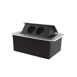 Розетка меблева подвійна Livolo чорні в сірому (VL-SHS012-TCBP-I)