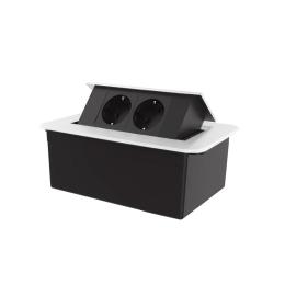 Розетка меблева подвійна Livolo чорні в білому (VL-SHS012-TCBP-W)