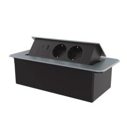 Розетка меблева подвійна з USB-A та USB-С Livolo чорний в графіті (VL-SHS013-TC-UA.UC-BP-G)