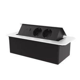 Розетка меблева подвійна з USB-A та USB-С Livolo чорний в білому (VL-SHS013-TC-UA.UC-BP-W)