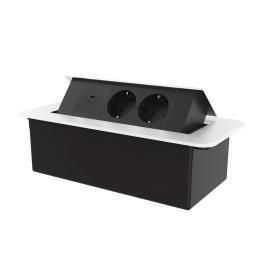 Розетка меблева подвійна з USB-С Livolo чорний в білому (VL-SHS013-TC-UC45W-BP-W)