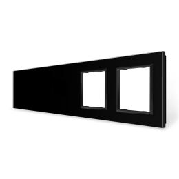Панель-заготовка для сенсорного вимикача 5 місць 2 розетки (Х-Х-Х-0-0) Livolo чорний скло (VL-P700/00/00/E/E-10B)