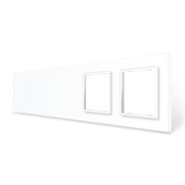 Панель-заготовка для сенсорного вимикача 5 місць 2 розетки (Х-Х-Х-0-0) Livolo білий скло (VL-P700/00/00/E/E-10W)