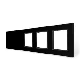 Панель-заготовка для сенсорного вимикача 5 місць 3 розетки (Х-Х-0-0-0) Livolo чорний скло (VL-P700/00/E/E/E-10B)